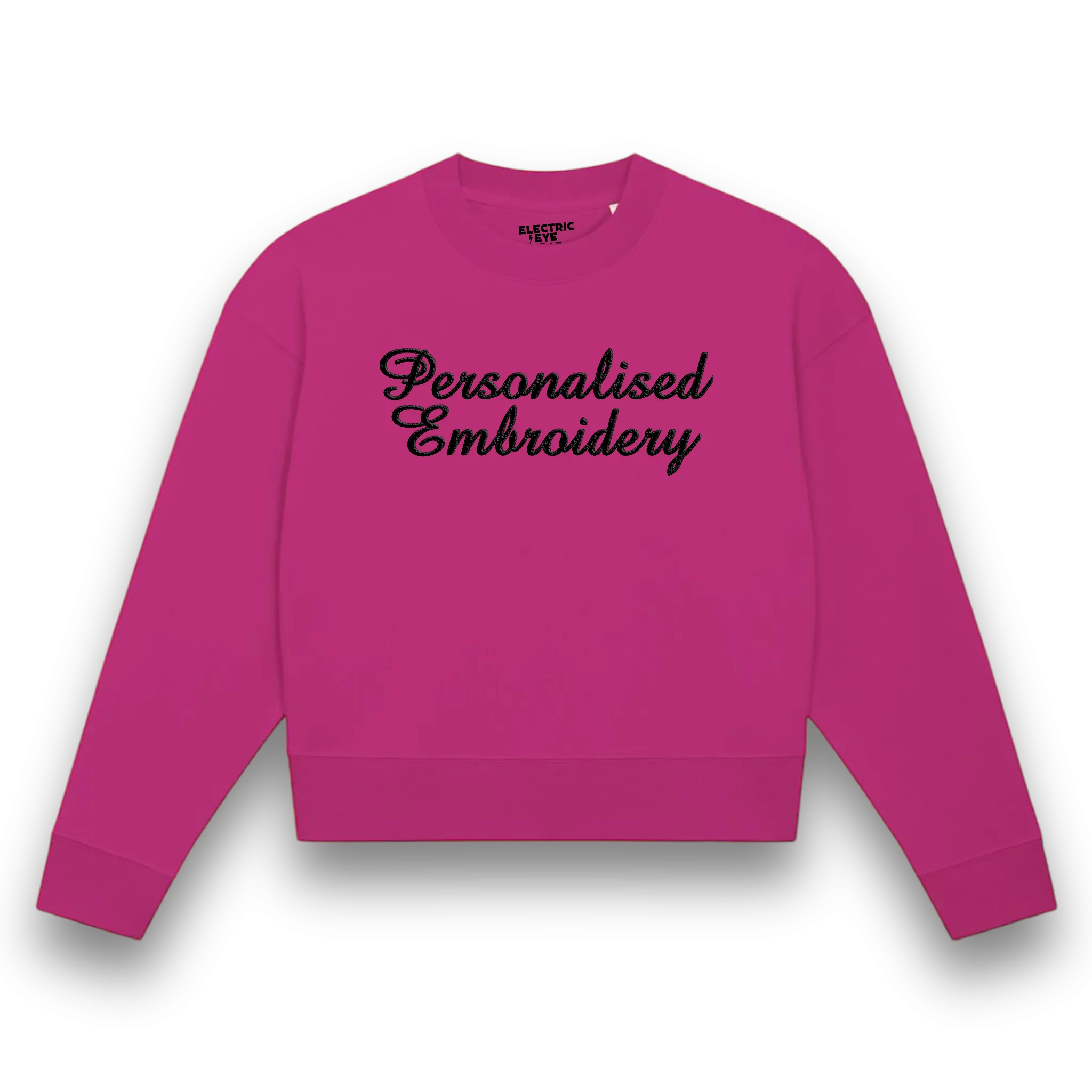 Personalised Lyric Centre Chest Embroidered premium organic women's 'Cropster' sweatshirt- choose your own lyrics, font and thread colour