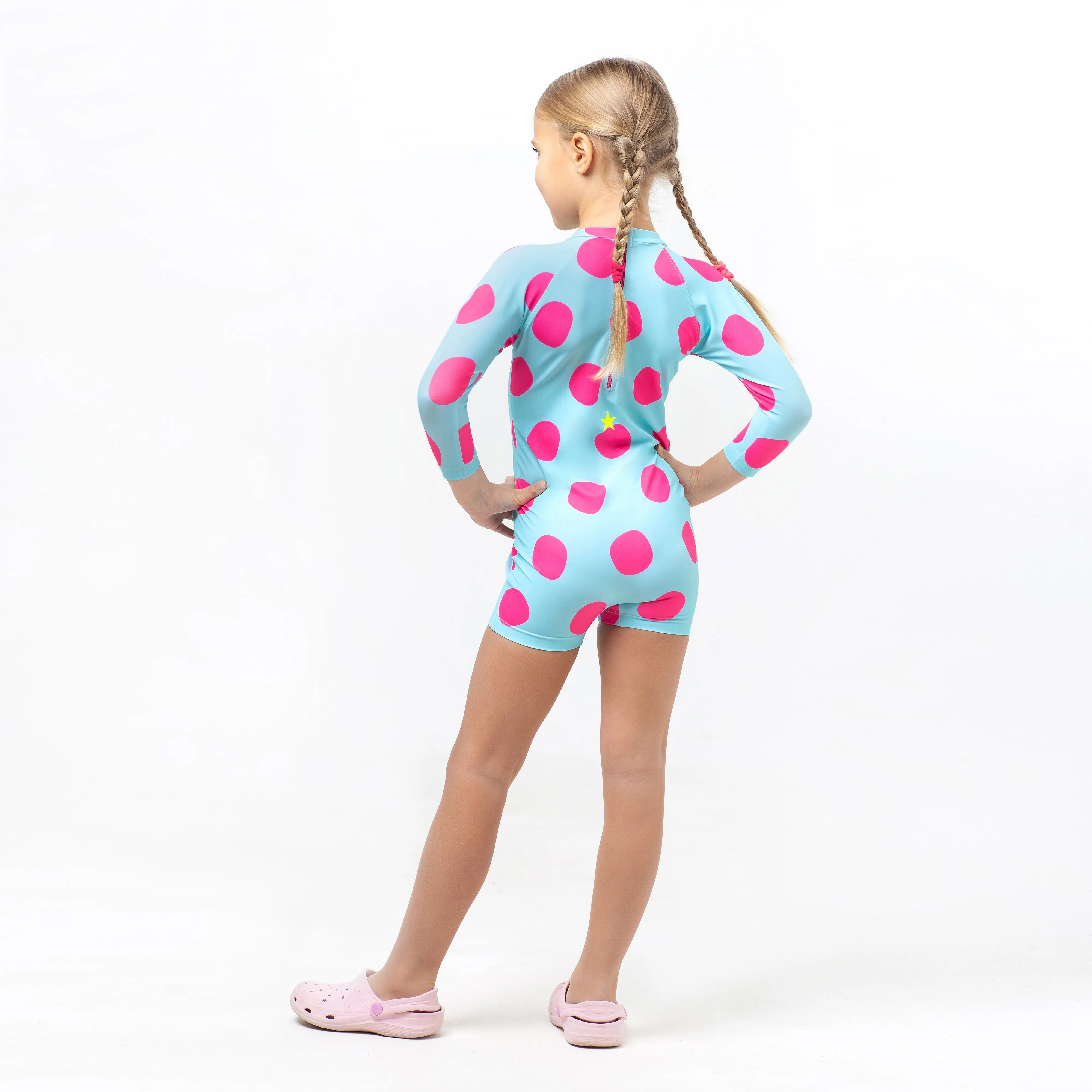 Pink and Blue Polka Dots Surfing Time Wetsuits