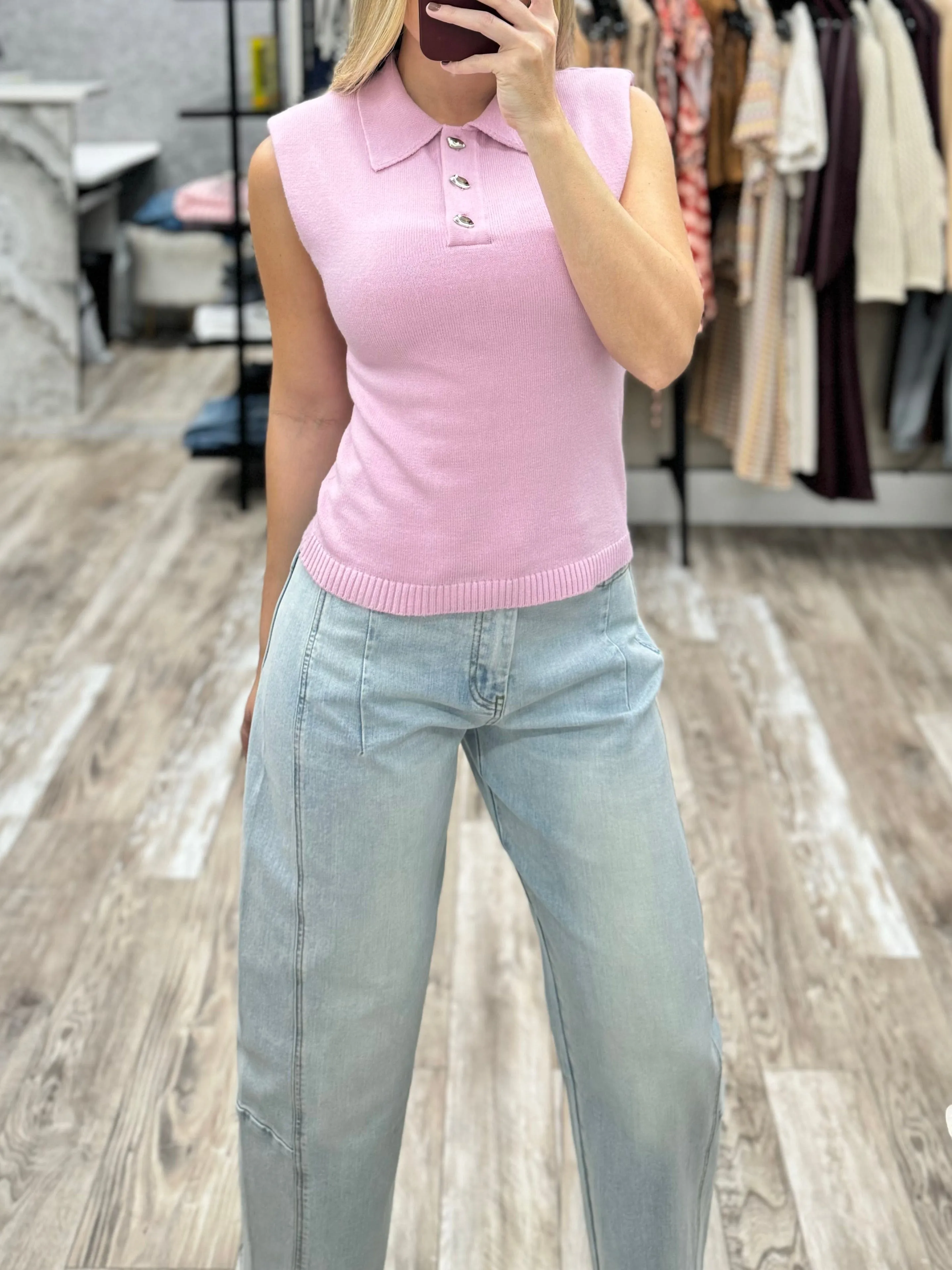 Pink Collared Top