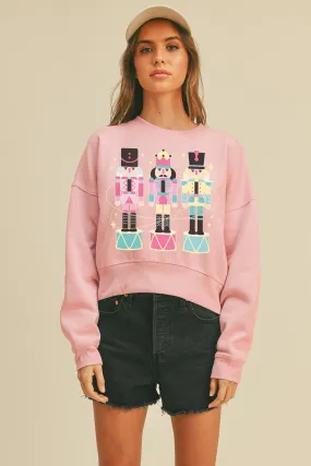 Pink Nutcracker Cropped Sweatshirt