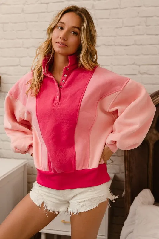 piper colorblock snap sweatshirt