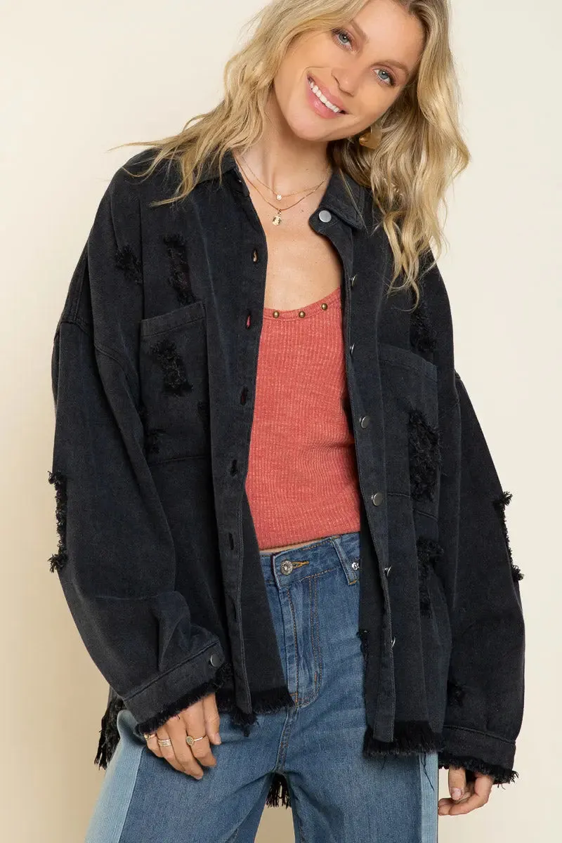 Pol Clothing Inc. Autumn Nights Jacket – Oversized, Distressed & Effortlessly Cool