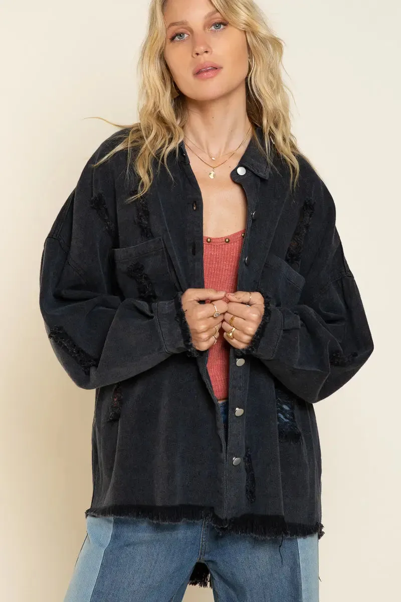Pol Clothing Inc. Autumn Nights Jacket – Oversized, Distressed & Effortlessly Cool