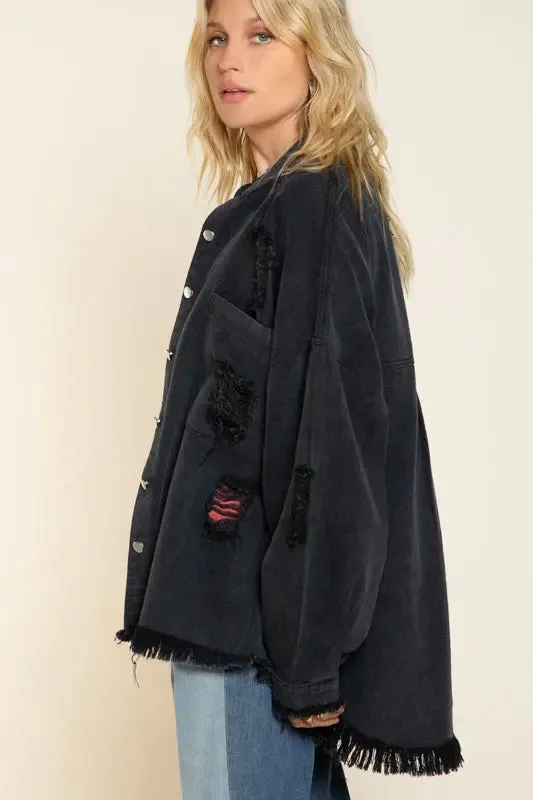 Pol Clothing Inc. Autumn Nights Jacket – Oversized, Distressed & Effortlessly Cool
