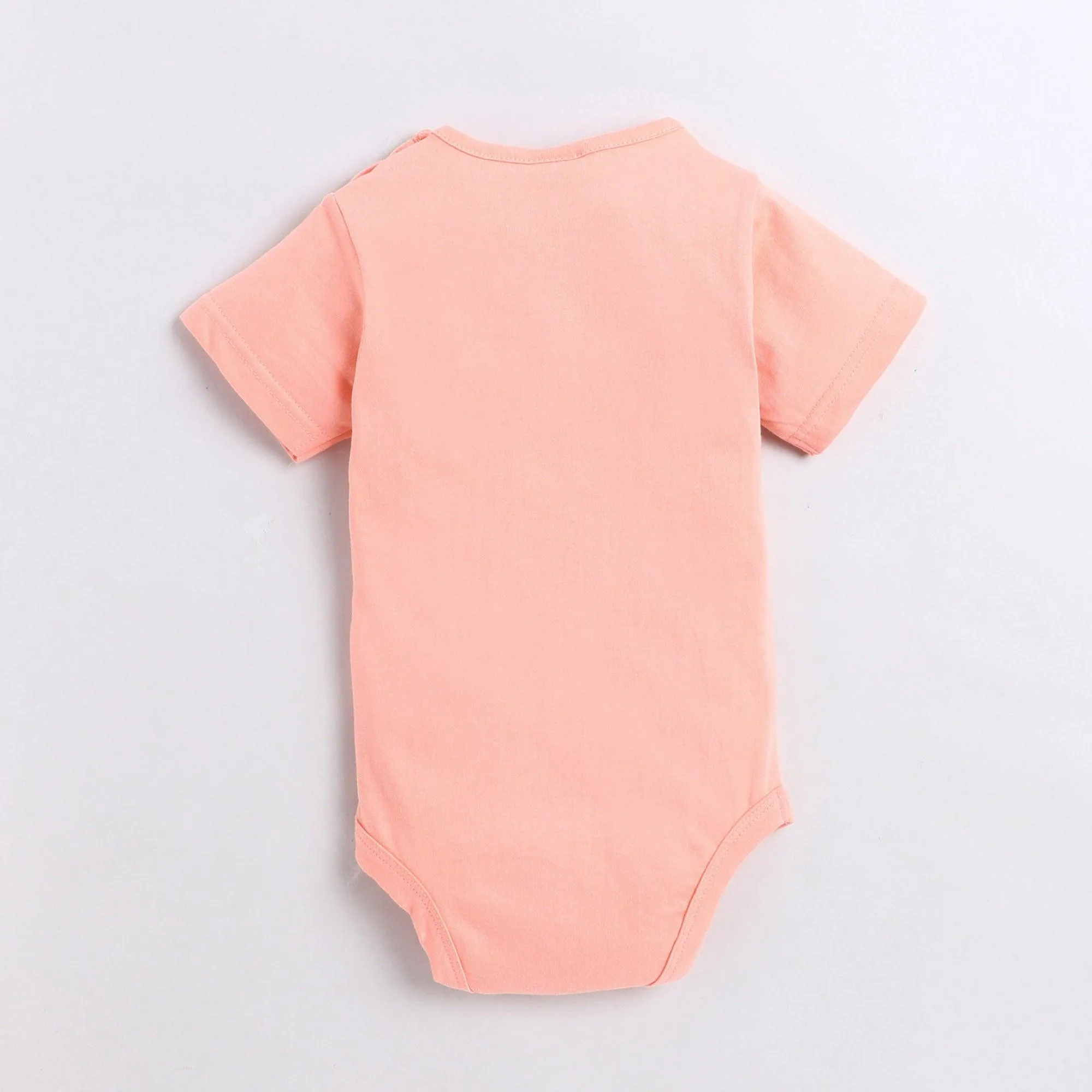 Polka Tots Half Sleeve Rompers Onesie Antibacterial Fabric Mummy Little Hero Peach