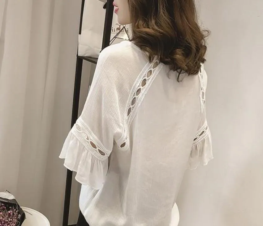 Quarter Sleeve Blouse with Cut Out Details
