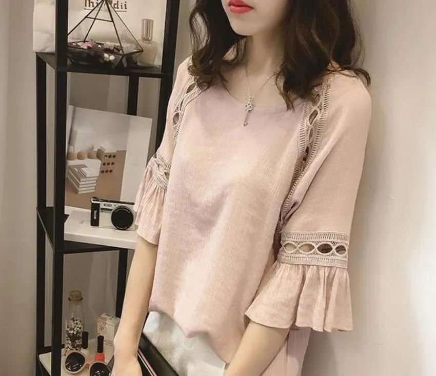 Quarter Sleeve Blouse with Cut Out Details
