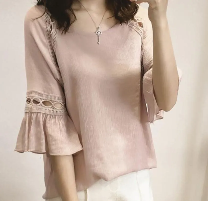 Quarter Sleeve Blouse with Cut Out Details