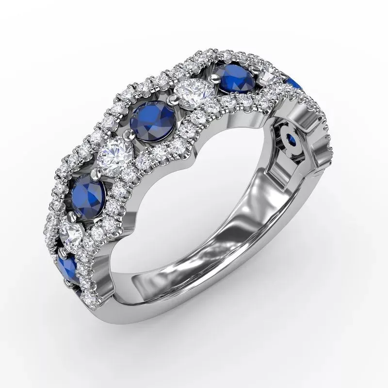 "Endless Romance" Sapphire and Diamond Wave Ring