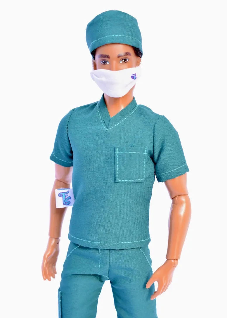 "NEW" SURGEON IN CHARGE Male Doll Scrubs Set Fashion Pack