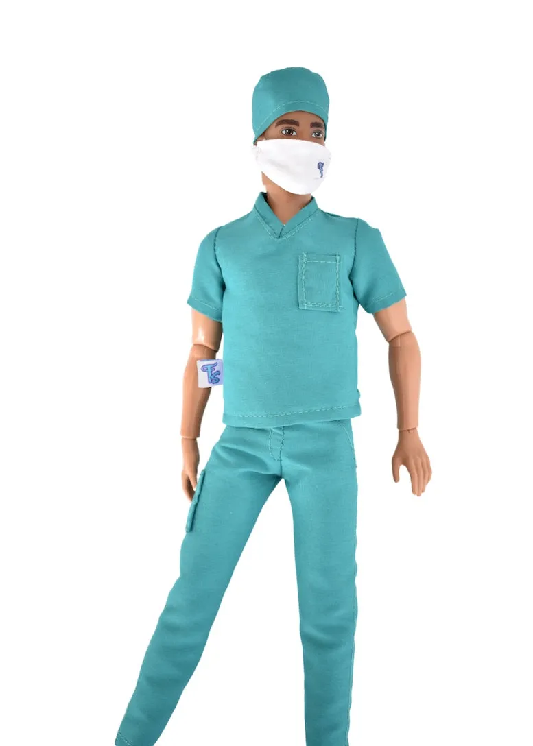 "NEW" SURGEON IN CHARGE Male Doll Scrubs Set Fashion Pack