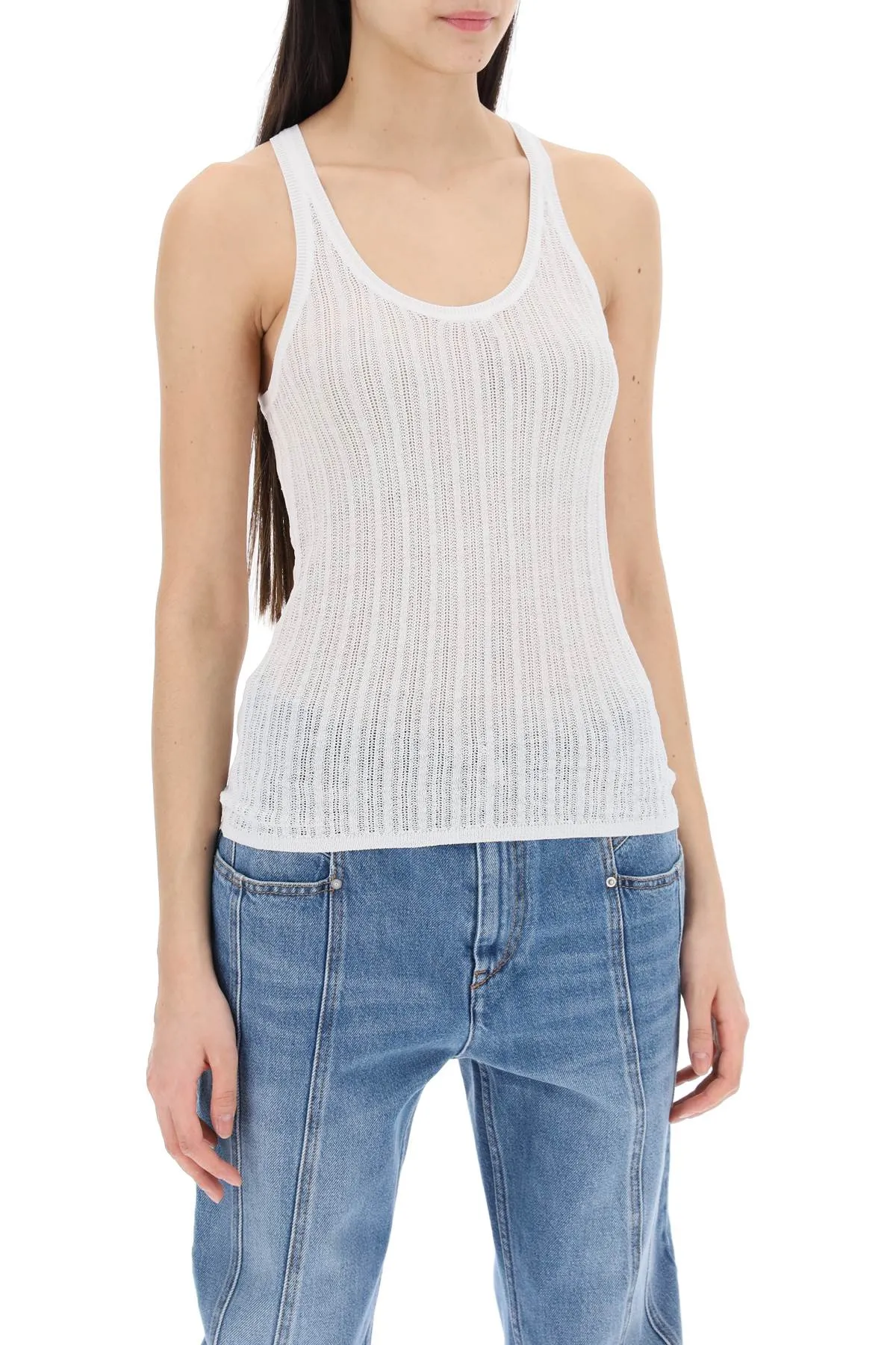 "PERFORATED KNIT TOP