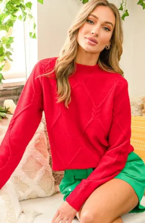 Red Cable Knit Sweater