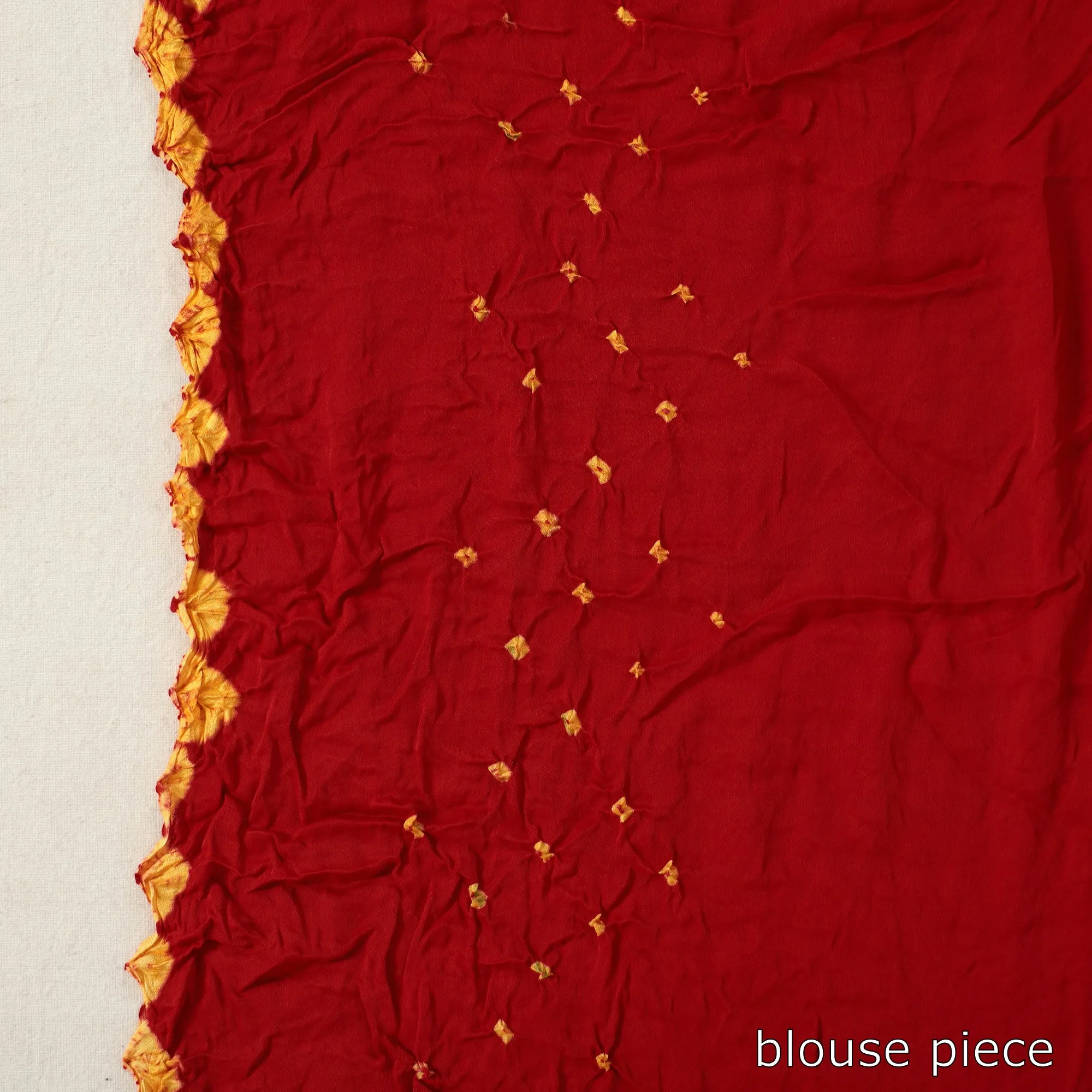 Red - Kutch Tie-Dye Modal Silk Bandhani Saree with Zari Border 66