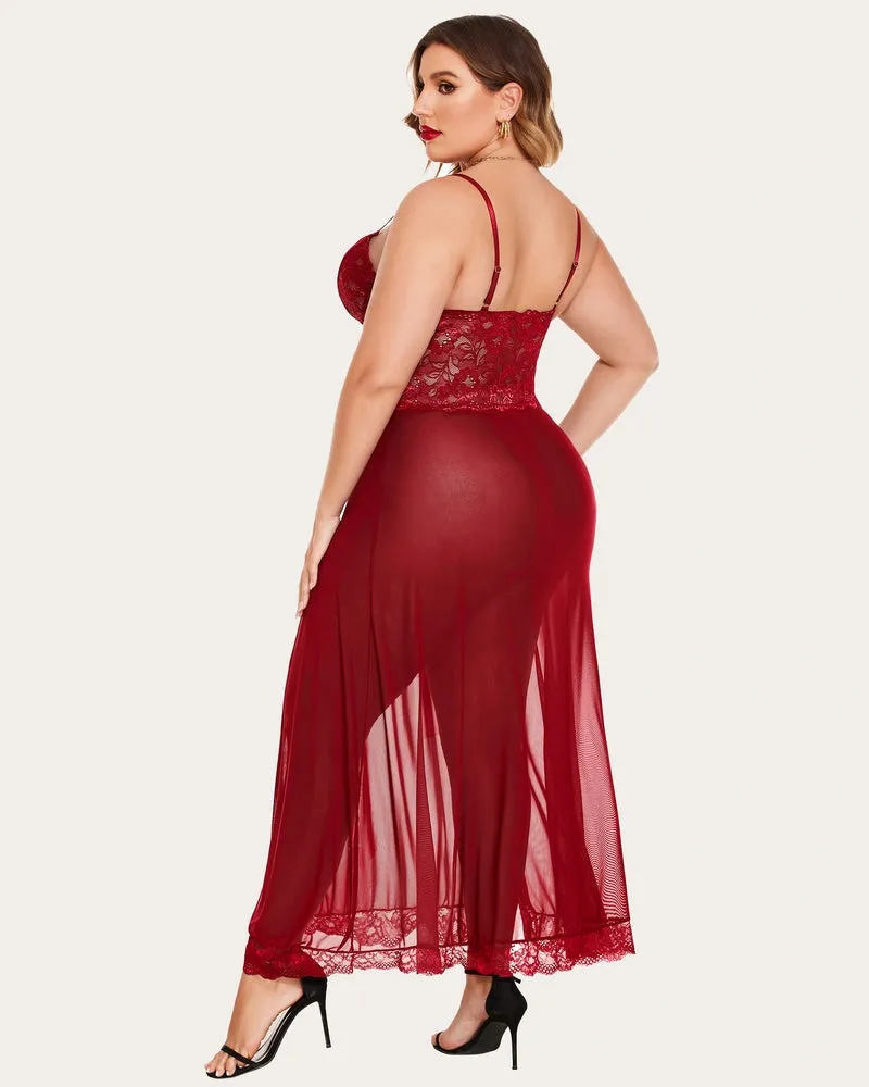 Romantic Mesh & Lace Nightgown