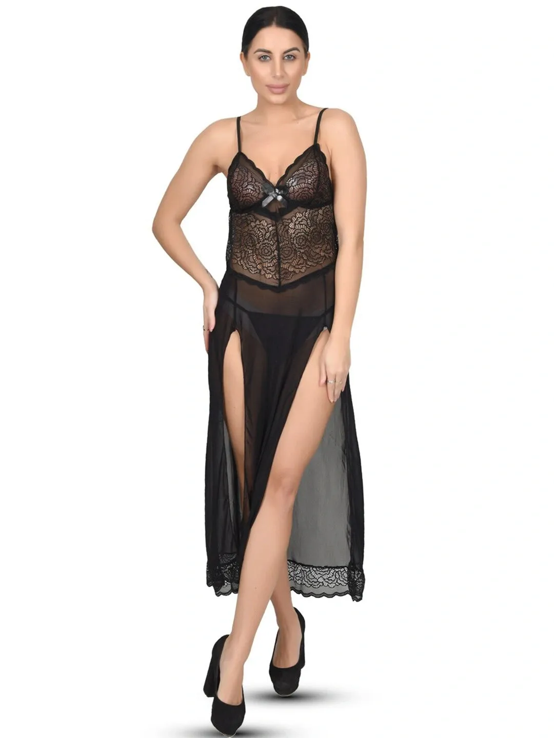 Romantic Mesh & Lace Nightgown
