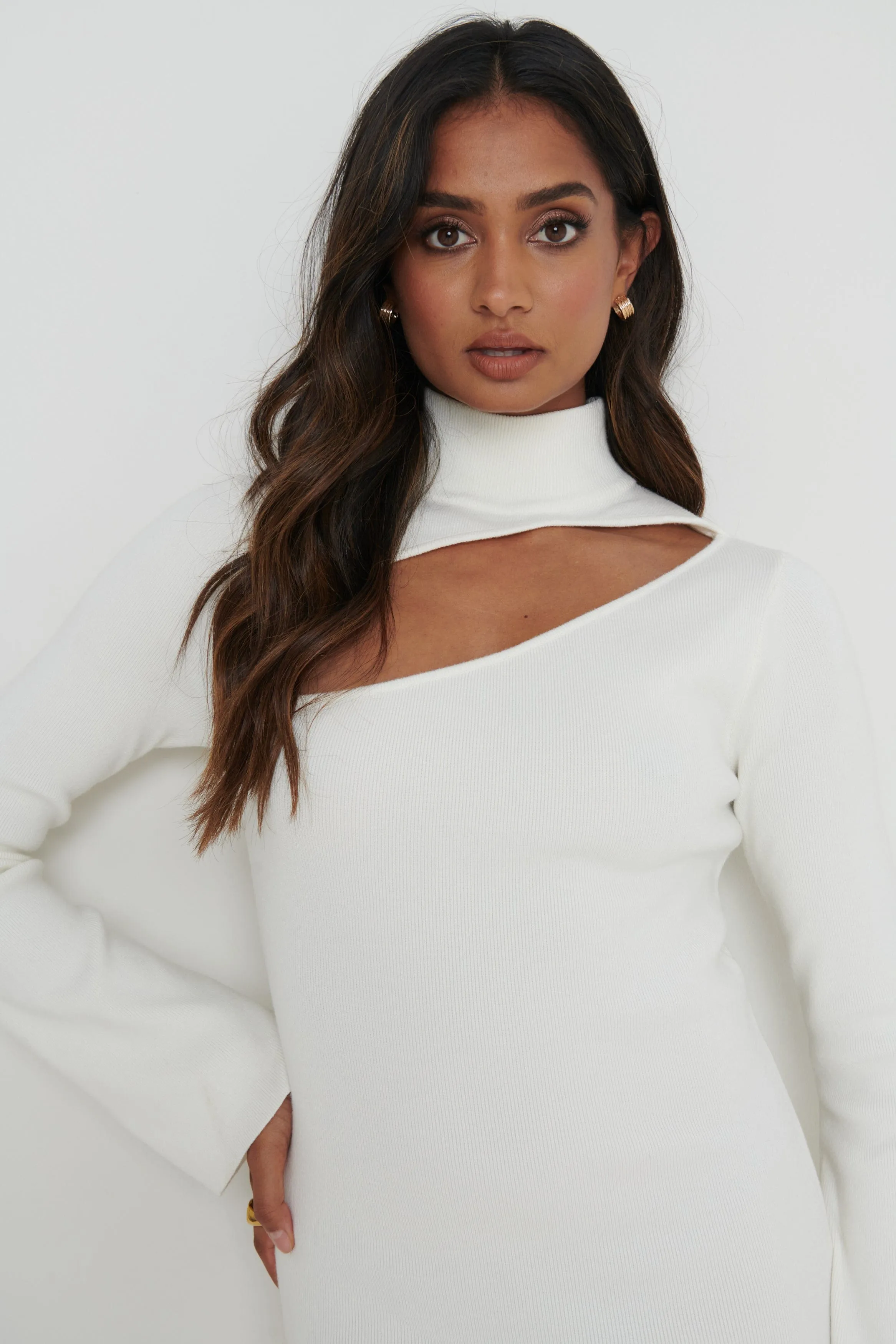 Shani Cut Out Knit Dress - Cream