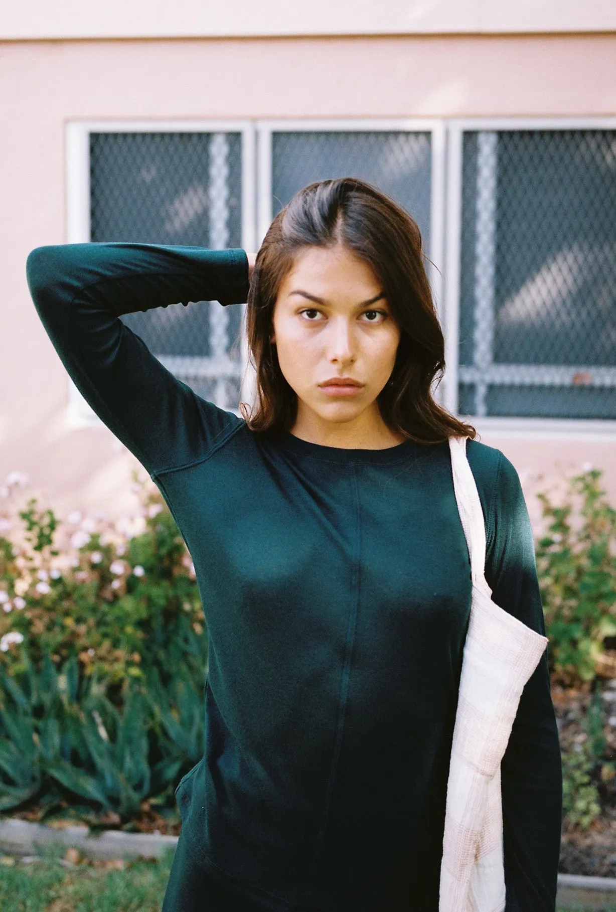 Sheer Knit Top ~ Bottle Green