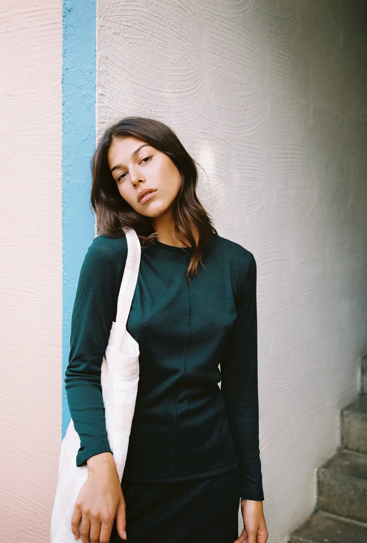 Sheer Knit Top ~ Bottle Green