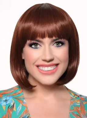 Short Chocolate Brown Heat Resistant Bob Fashion Wig with Fringe