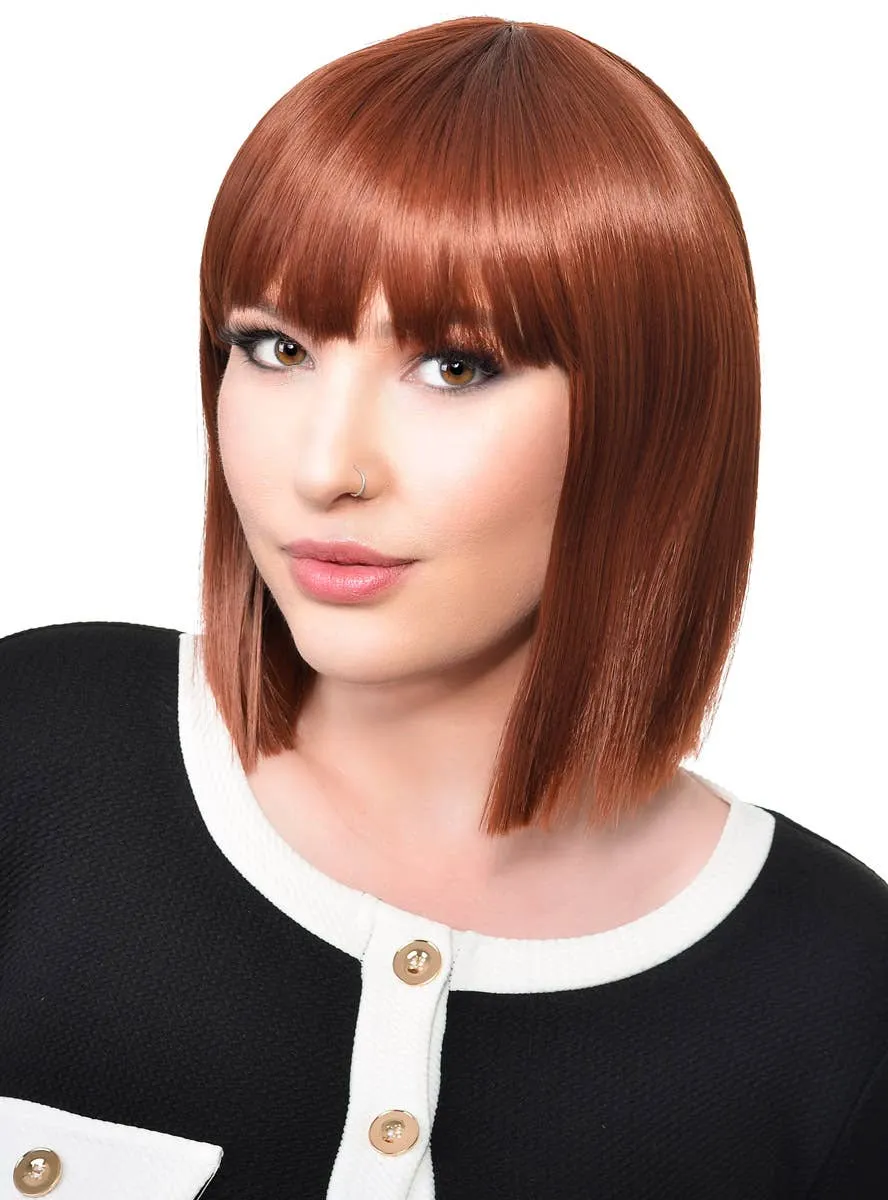 Short Chocolate Brown Heat Resistant Bob Fashion Wig with Fringe