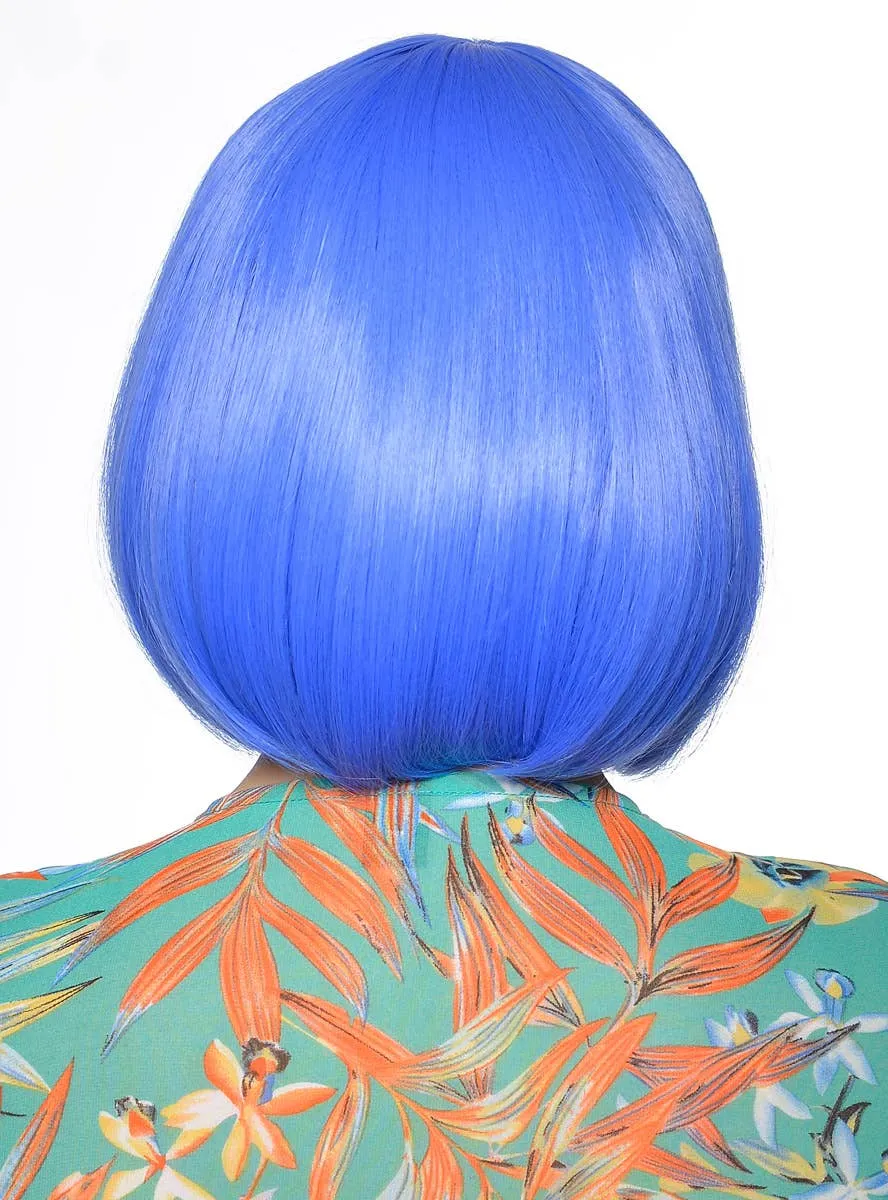 Short Cobalt Blue Heat Resistant Bob Fashion Wig with Fringe