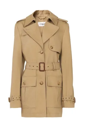 Short Cotton Trench Coat