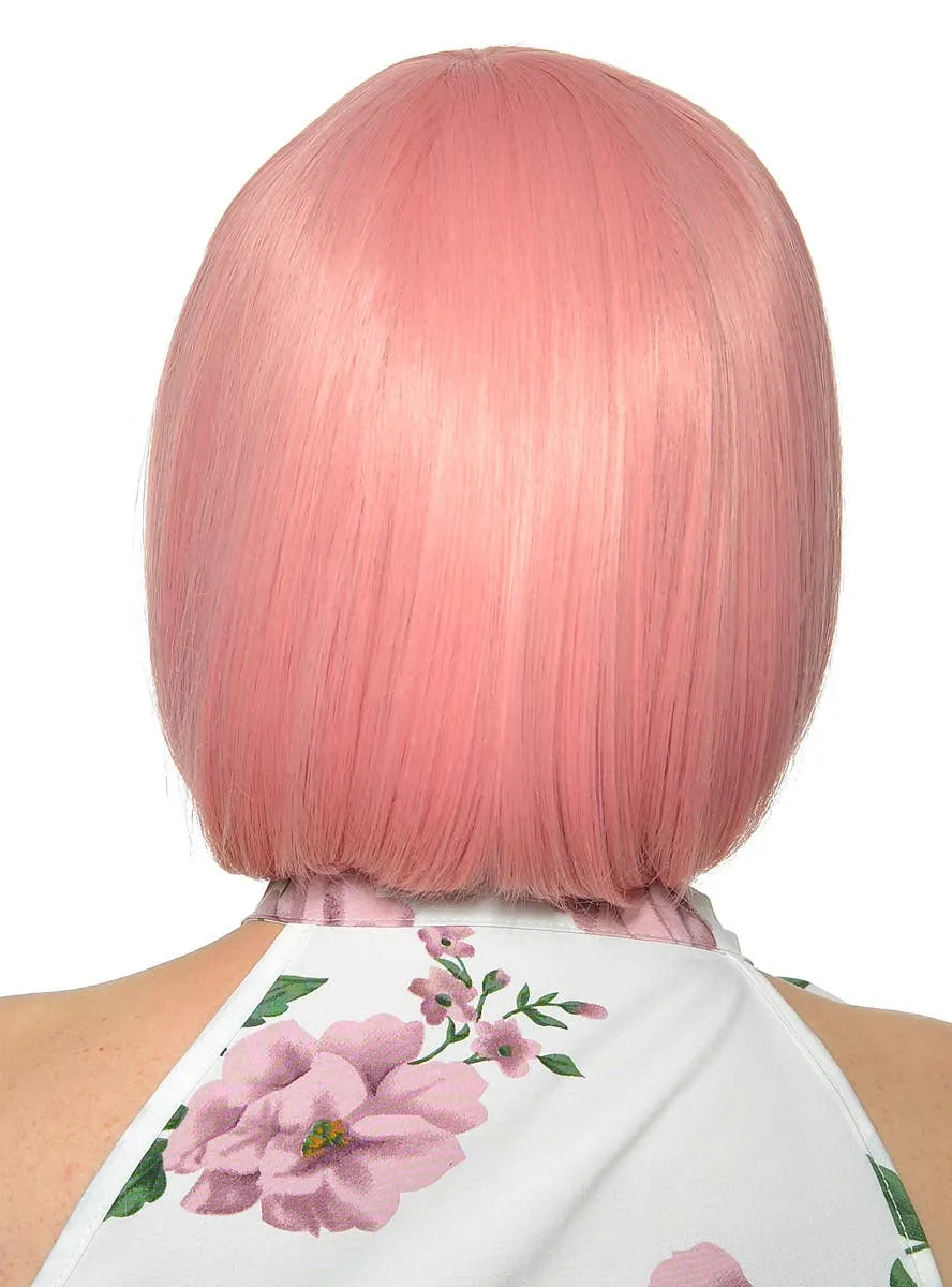 Short Dusty Pink Heat Resistant Bob Fashion Wig with Fringe