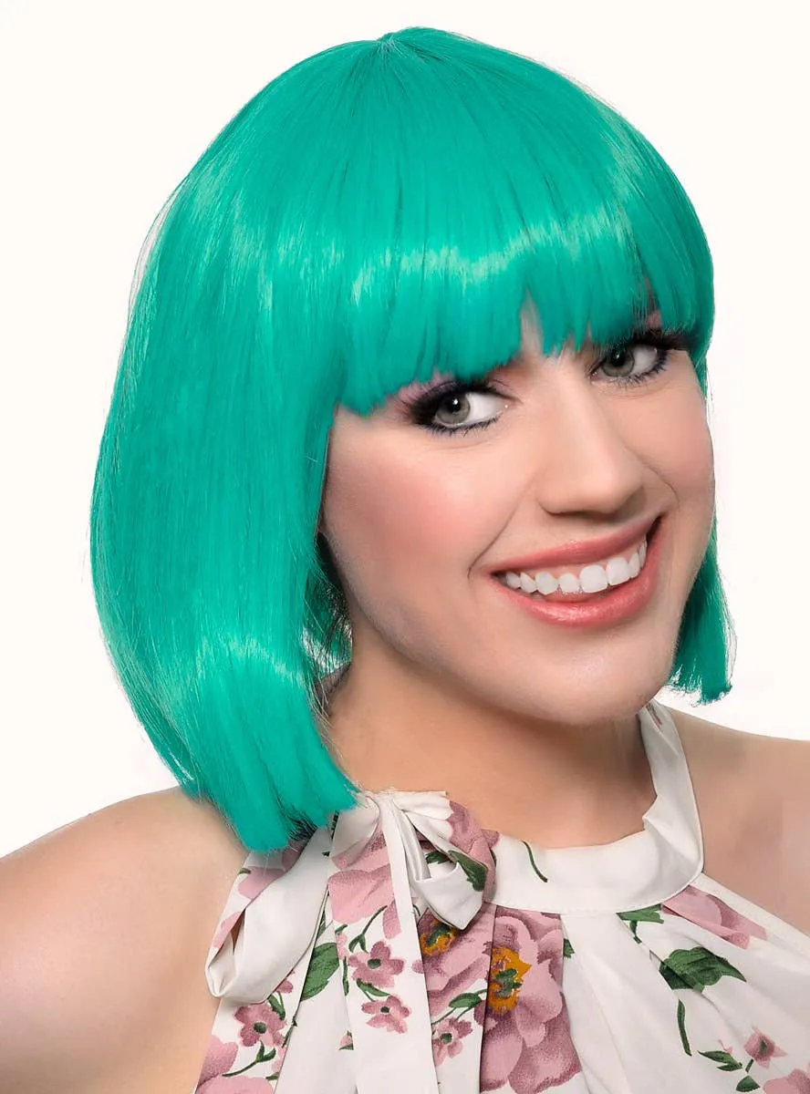 Short Teal Green Heat Resistant Bob Fashion Wig with Fringe