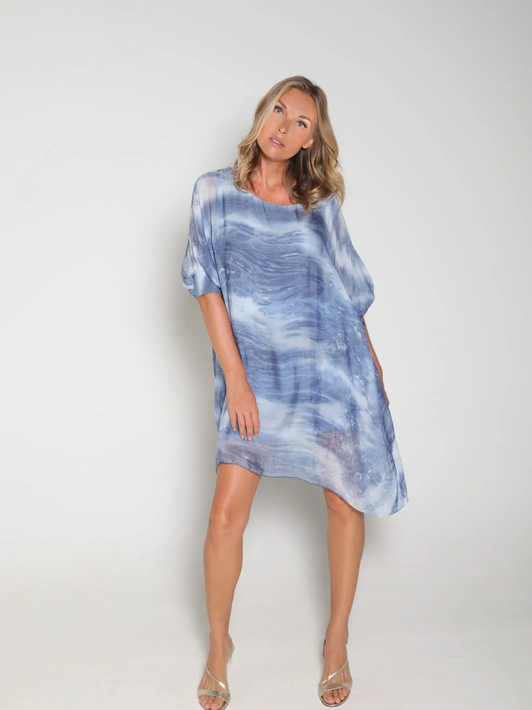 Silk Striped Batik With Sleeves - Olive