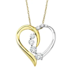 Silver Two-Tone Heart Necklace - BJSESGP819