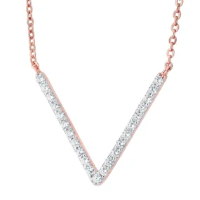 Silver V Necklace With CZ - BJSESP401RP