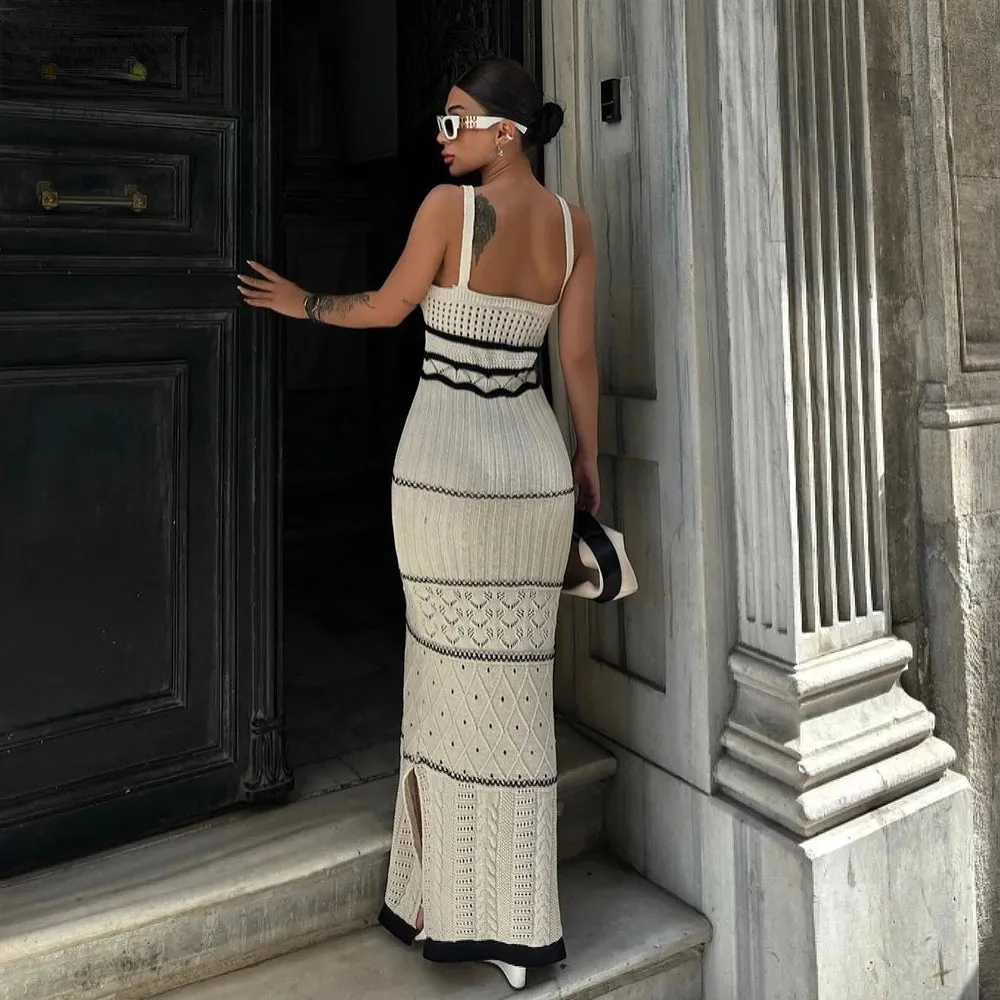 Striped Knit Midi Dress