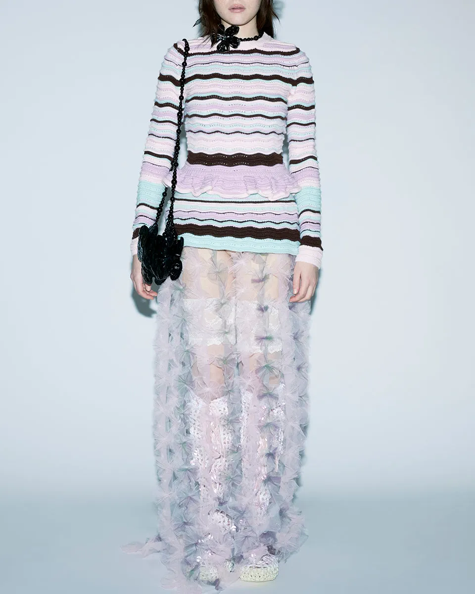 STRIPED WAVE KNIT TOP