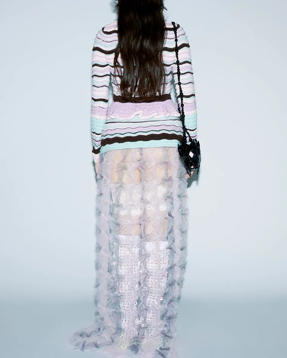 STRIPED WAVE KNIT TOP