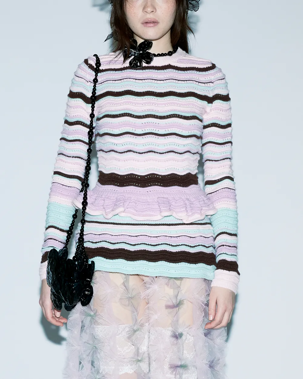 STRIPED WAVE KNIT TOP