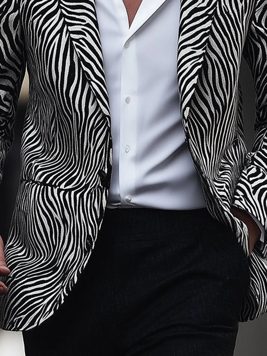 Stylish Zebra Print Lapel Single-breasted Blazer