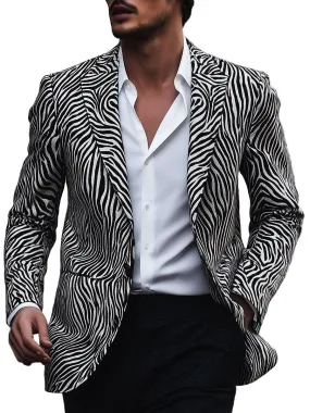 Stylish Zebra Print Lapel Single-breasted Blazer
