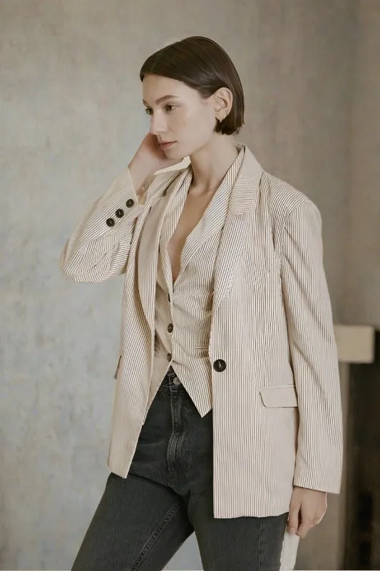 Suede Touch Stripe Blazer