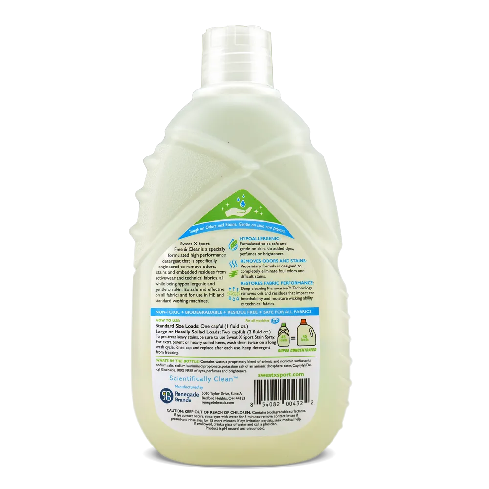 Sweat X Sport Free and Clear Laundry Detergent - 45 oz
