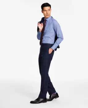 Tallia Mens Slim Fit Stretch Plaid Suit Dress Pants Navy Blue Brown 32 x 32