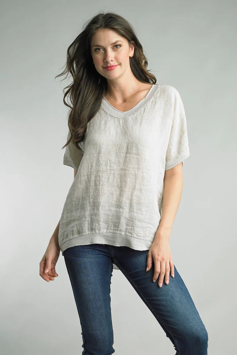 Tempo Paris Relaxed Windchime Linen Top
