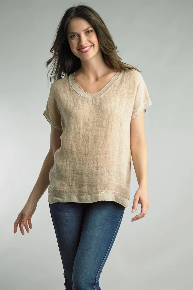 Tempo Paris Relaxed Windchime Linen Top