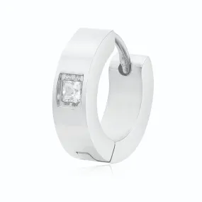 Tensity 9mm Stainless Steel with Cubic Zirconia Huggie Earring