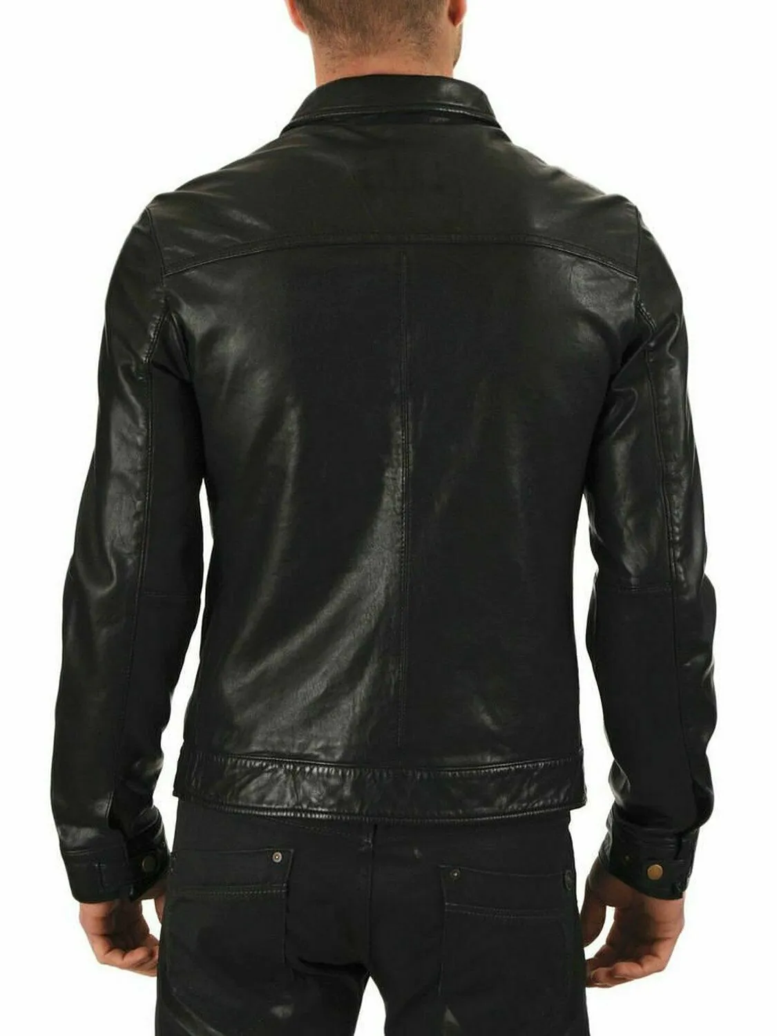 Terra Genuine Real Leather Jacket Men Black Biker Motorcycle