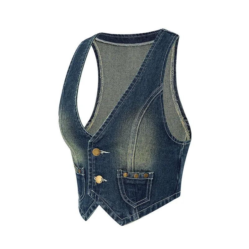Toleet fashion outfits Fashion Retro Denim Vest for Women