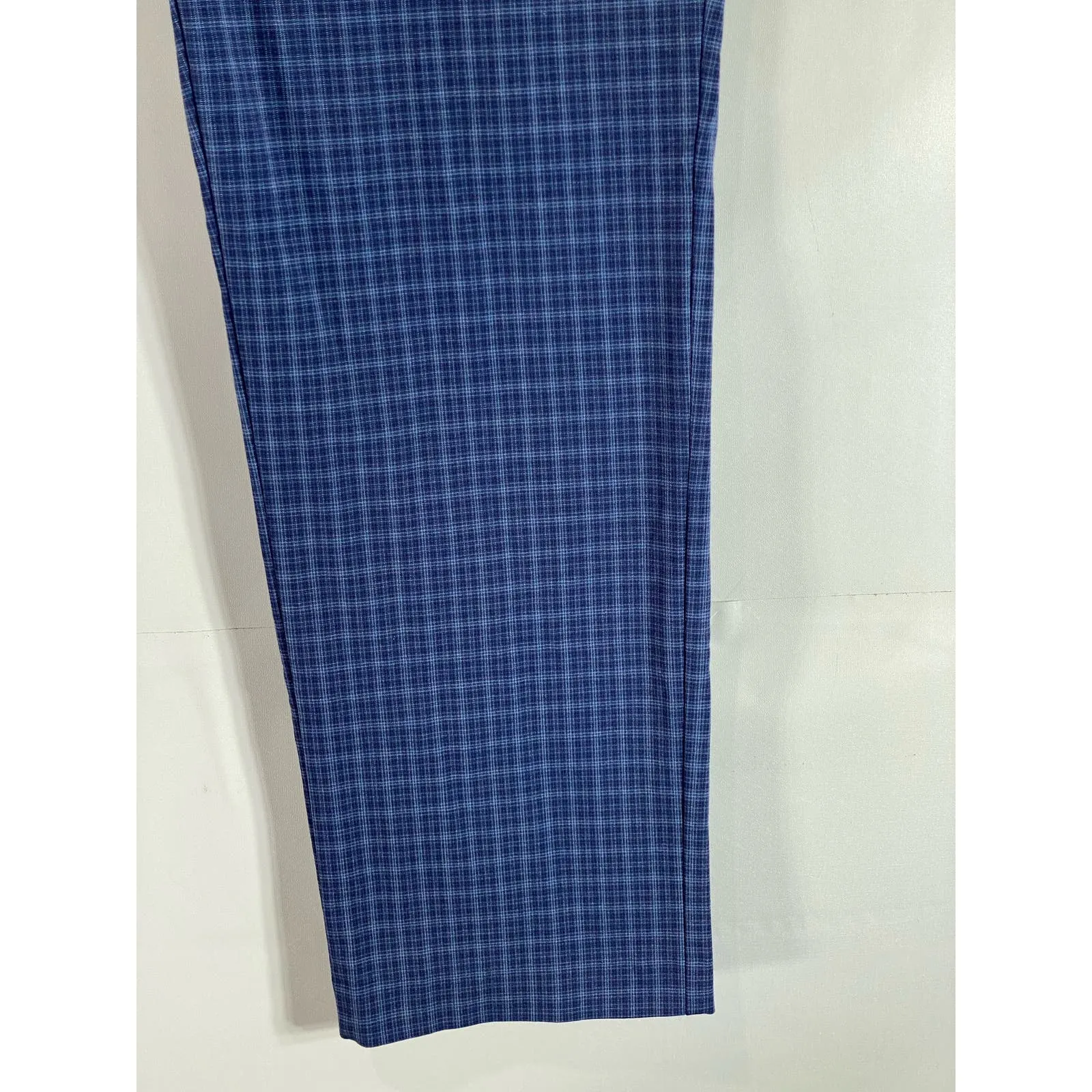 TOMMY HILFIGER Men's Blue Mini Check Modern-Fit Flat Front Dress Pant SZ 36X30