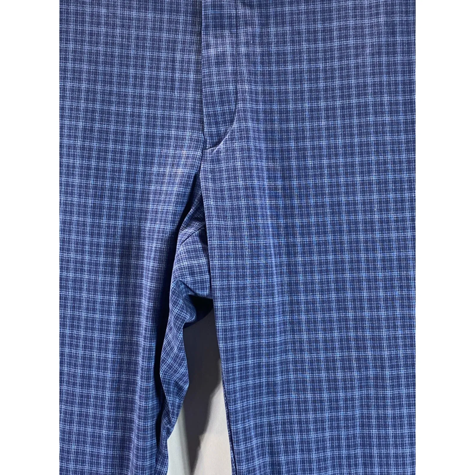 TOMMY HILFIGER Men's Blue Mini Check Modern-Fit Flat Front Dress Pant SZ 36X30