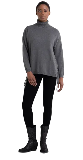 Turtleneck Sweater With Fringes
