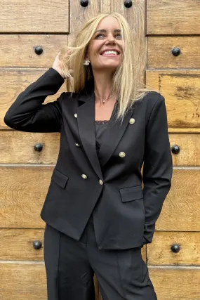 Valentin Studio - Gold Button Blazer - Black